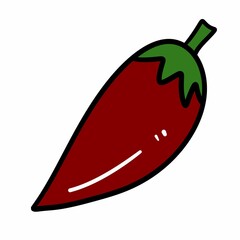 Sticker - red chili cartoon on white background