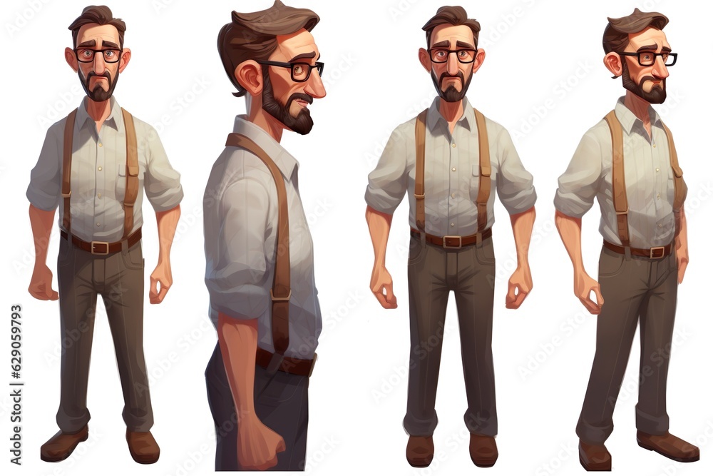 Man Character Design Model Sheet. Man Character design. Front, side ...