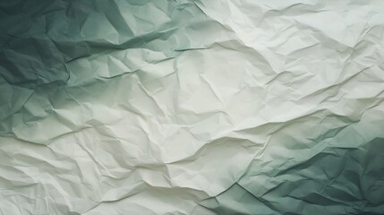 Poster - Generative AI : Deep Green and Cream crumpled paper texture in light background