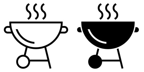 Poster - ofvs403 OutlineFilledVectorSign ofvs - bbq barbecue vector icon . kettle barbecue grill sign . isolated transparent . black outline and filled version . AI 10 / EPS 10 / PNG . g11743