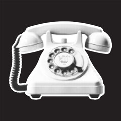 Poster - Halftone retro phone. Collage design element in trendy magazine style. Vector illustration with vintage cutout shape.