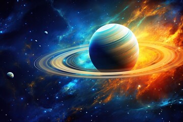 Wall Mural - planetary system 3d illustration of planets, in the style of colorful biomorphic forms planet and so