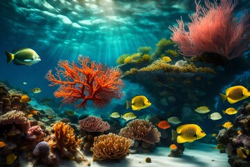 coral reef and fish ultra high quality photo