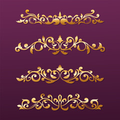set of luxury gold vintage border decoration