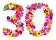 © rozi - The shape of the number 30 is made of various kinds of flowers petals isolated on transparent background. suitable for birthday, anniversary and memorial day templates