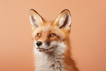 Portrait Of Fox On Orange Background