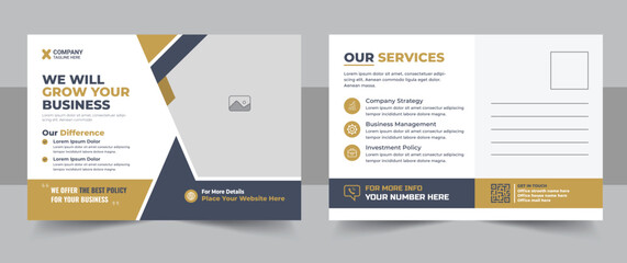 Wall Mural - corporate postcard design template. amazing and modern postcard design set