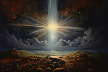 Canvas Print - Faith. Heavenly background. The heavens