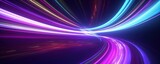 Fototapeta Przestrzenne - abstract futuristic background with pink blue glowing neon moving high speed wave lines and bokeh lights. Data transfer concept Fantastic wallpaper