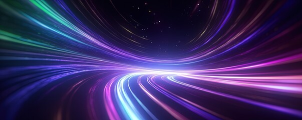 Wall Mural - abstract futuristic background with pink blue glowing neon moving high speed wave lines and bokeh li