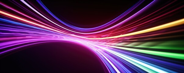 Wall Mural - abstract futuristic background with pink blue glowing neon moving high speed wave lines and bokeh li