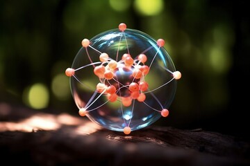 Wall Mural - atomic nucleus electrons neutrons protons. model shows that an atom is mostly empty space, with elec