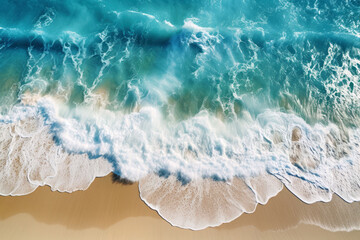 Wall Mural - Turquoise blue sea and beach, top view