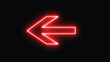 © Shapla - Red bright neon left abstract directional icon. vector, arrow, direction. neon glowing arrows. Direction banner. Futuristic light on black background.
