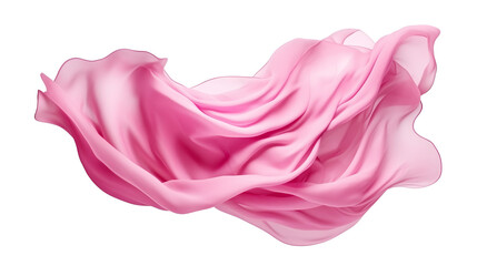 Wall Mural - Pink fabric flying in the wind isolated on white background Generative ai