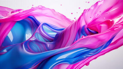 Wall Mural - Blue Yellow Pink Wavy Splash Colorful Liquid Background