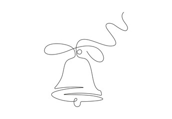 Wall Mural - Continuous one line drawing of Christmas bell vector illustration. Traditional Church bells. Stock illustration. Pro vector. 
