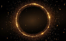 Golden Glitter Sparkle Particle Circular Frame Background