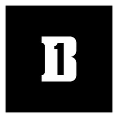 Poster - B1 - logo, design element or icon. 1B. Logotype with letter B and number 1.