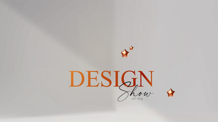 Wall Mural - 3d realistic product display design template. white scene with gold stars and shadows. elegant vecto