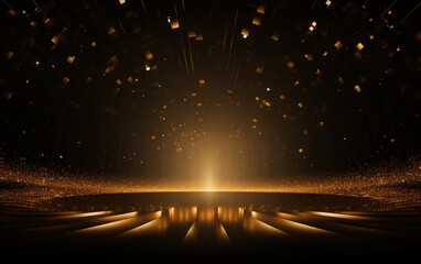 Stage shaped golden particle background