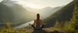 © Bussakon - Healthy Lifestyle in Motion. Active Woman Engaging in Yoga Practice. Finding Balance and Wellness in Nature. Outdoor Yoga amidst Majestic Mountains
