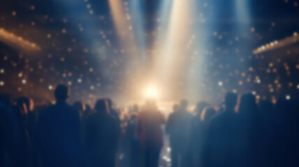 Wall Mural - People at an award ceremony standing together on stage at a blurred event