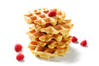 © Nelea Reazanteva - Freshly baked belgian waffle with fresh raspberry  isolated on white background