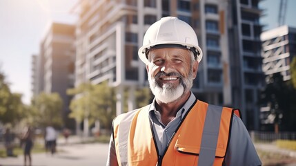 Poster - Civil Engineer smiling with Construction backgrounds