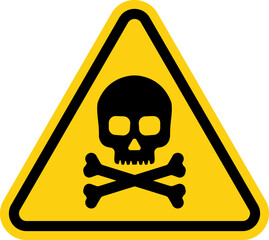 danger sign with skull. toxic, electricity or chemical warning icon. danger triangle symbol of death