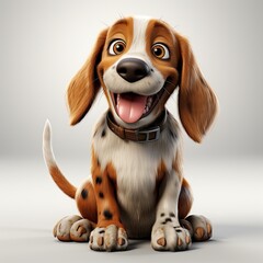 Wall Mural - cute little basset hound - cartoon illustration created using generative AI tools