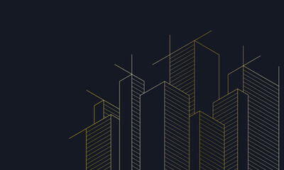 Wall Mural - architectural drawing with building construction of golden color. creative vector illustration of mo