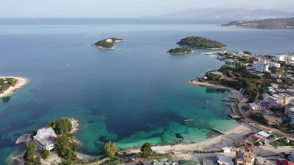 Wall Mural - Aerial photo of Albanian village Ksamil. Vlore county, Sarande municipality.