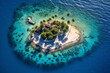 © darekb22 - House on a tiny island in the ocean, generative ai