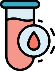 Poster - Blood test tube icon outline vector. Medical analysis. Laboratory flask color flat