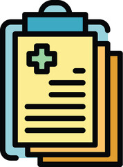 Poster - Medical record icon outline vector. Health data. Patient report color flat