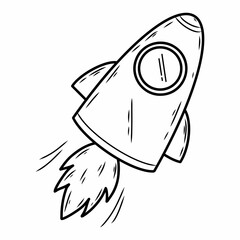 Wall Mural - Rocket. Vector doodle illustration. Coloring book for kids.