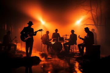 jazz band playing in a nightclub in summertime