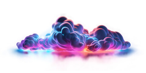 Poster - Abstract colorful smoke cloud illuminated with neon light, 3d render. Generative AI