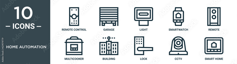 home automation outline icon set includes thin line remote control ...