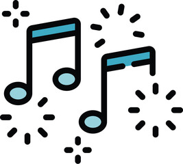 Sticker - Birthday music icon outline vector. Gift present. Bow holiday color flat