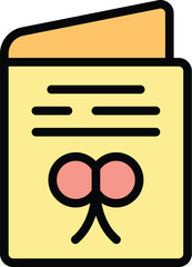 Poster - Birthday cute card icon outline vector. Party surprise. Xmas pile color flat
