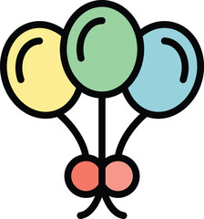 Poster - Birthday balloons icon outline vector. Gift surprise. Party card color flat