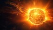 Leinwandbild Motiv Close-up of sun with solar storm in space. Generative AI.