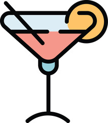 Poster - Birthday cocktail icon outline vector. Gift present. Cute surprise color flat
