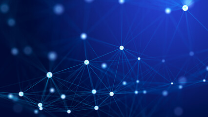 Network connection data structure. Information technology. Big data visualization. 3D rendering.
