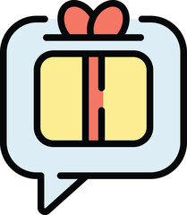 Poster - Birthday message icon outline vector. Gift present. Bow surprise color flat