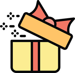 Poster - Open gift box icon outline vector. Present giftbox. Cute party color flat