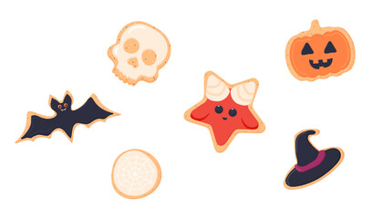 Clipart stickers, Halloween candy, cooky, pumpkin, satan, bat, spider web