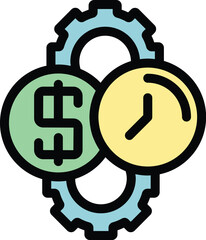 Poster - gear money teamwork icon outline vector. corporate team. office success color flat